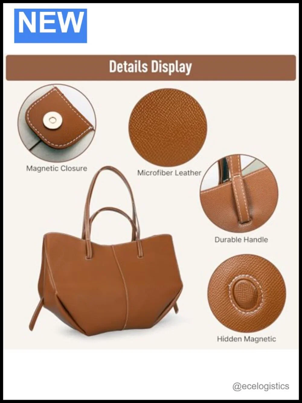 Premium Cowhide Leather Wing Bucket Tote Bag with Adjustable Shoulder Strap